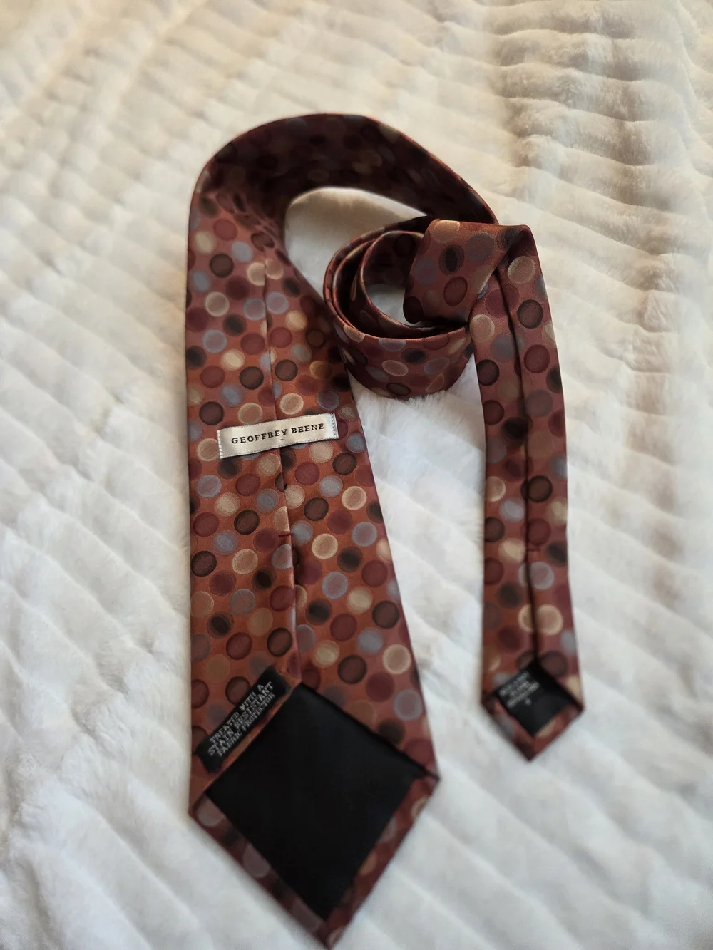 Vintage Geoffrey Beene Burgundy Polka Dot Silk Tie